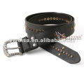 Wide Black Rivets Ceinture en cuir véritable pour homme